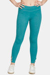 Zelocity Mid Rise Cotton Leggings - Blue Melange — thumbnail 2